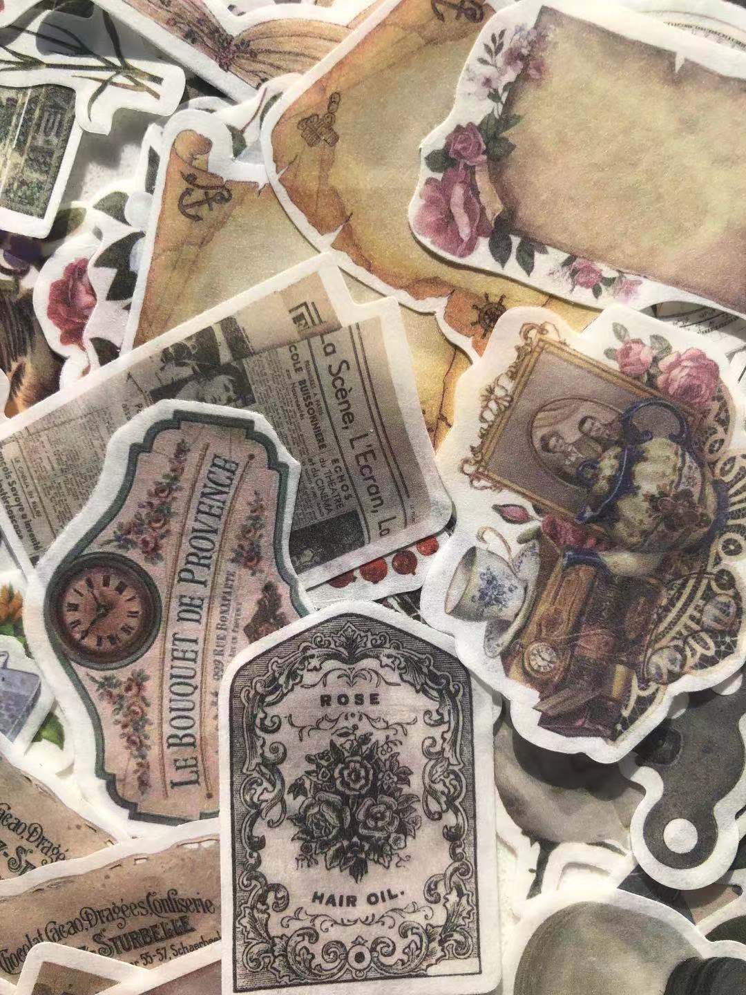 Vintage Aesthetic Decorative Old Days Embellishments Washi Stickers Sets for Scrapbook Crafts