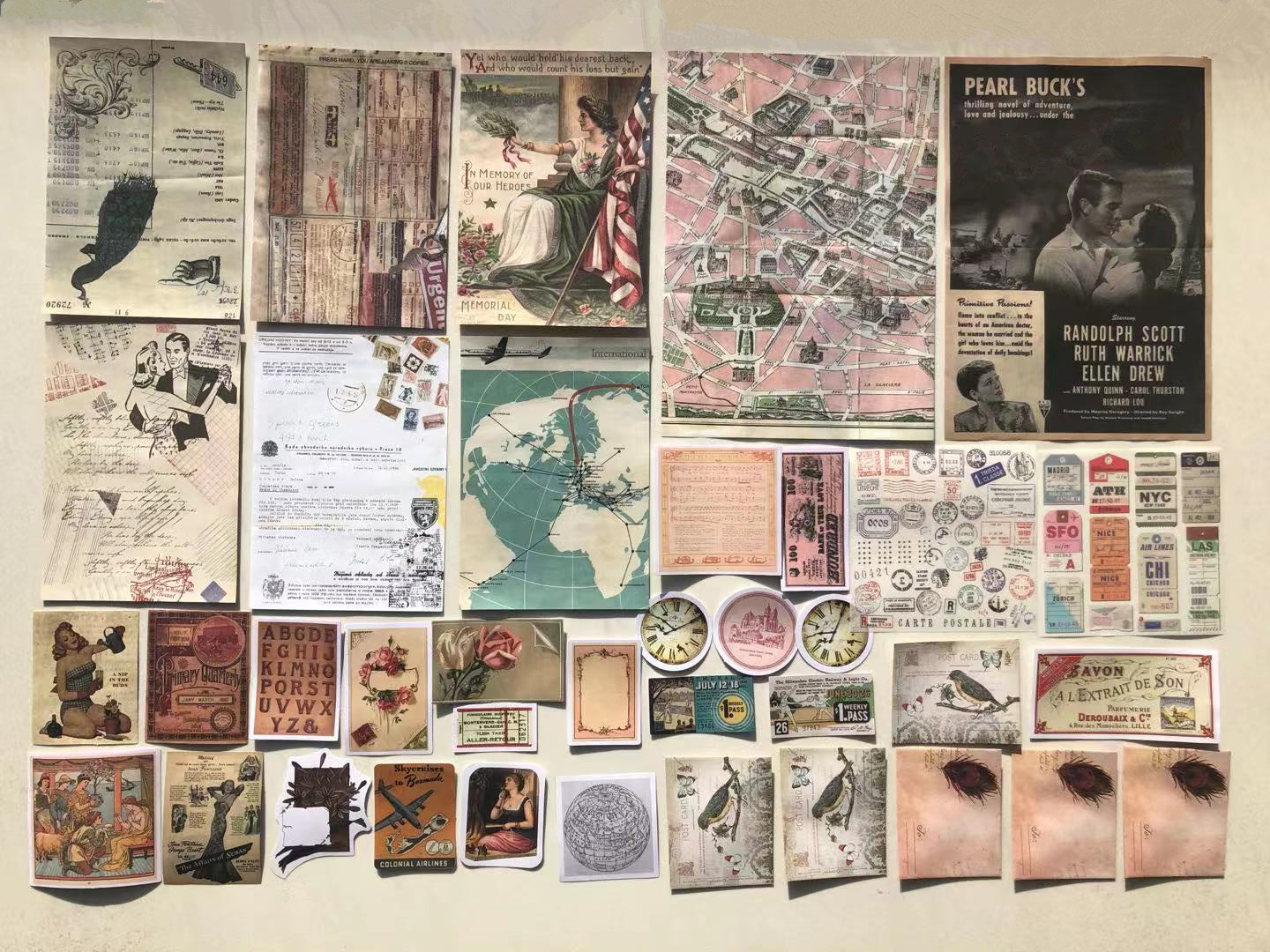 Vintage Handcrafts Material Supply Assorted Design Pack with adhesive stickers for scrapbook with washi Stickers Main