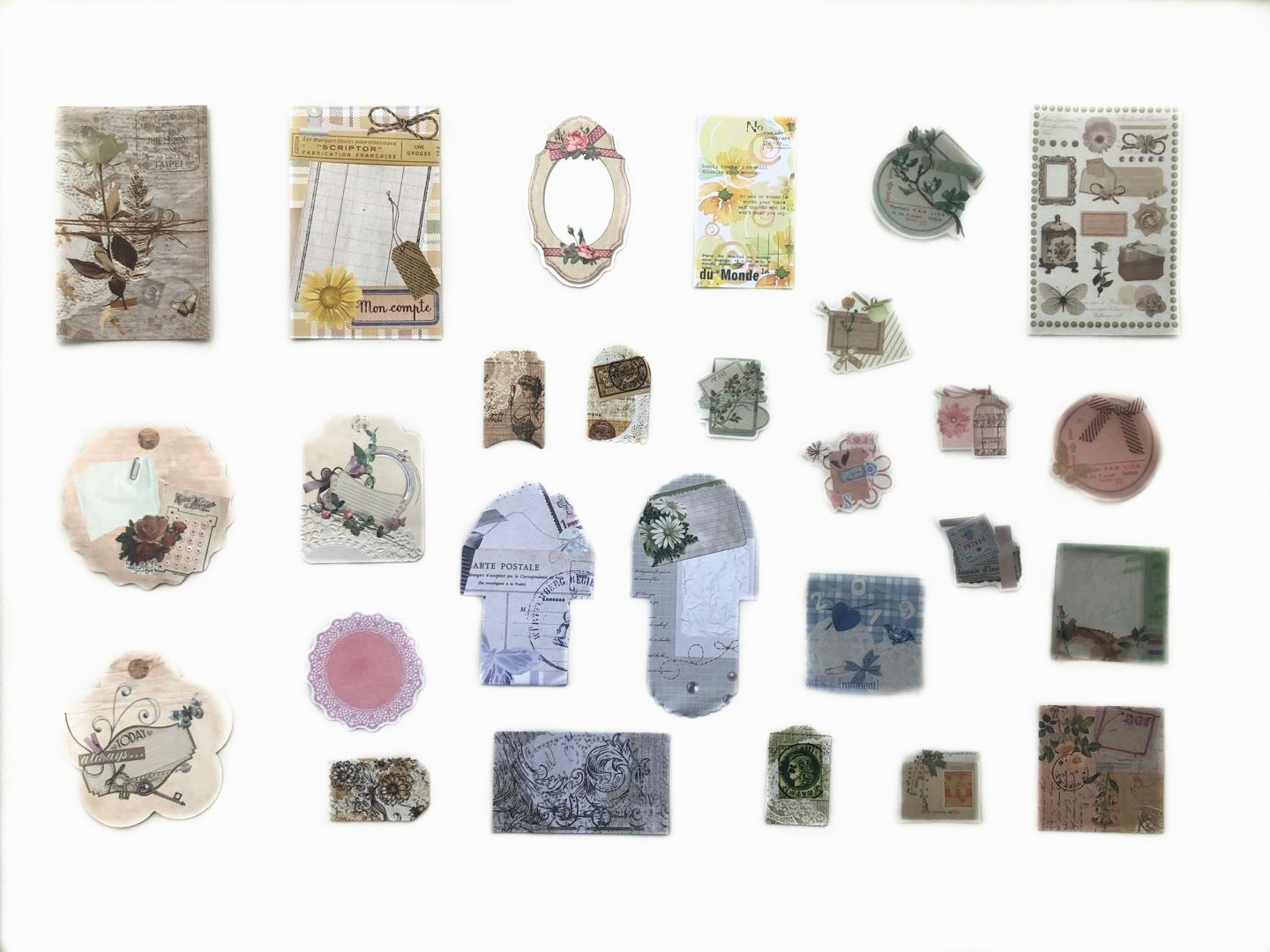 Vintage light luxury plants Washi stickers material supply for scrapbook decoration